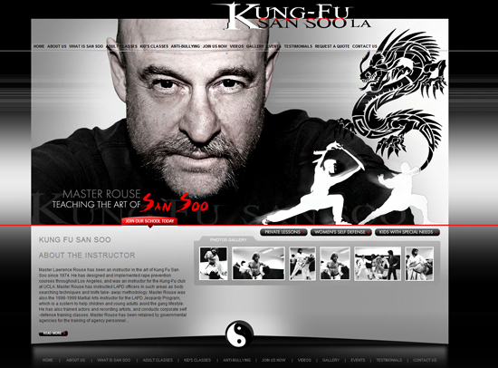 Website design example for martial arts instructor in Hollywood big